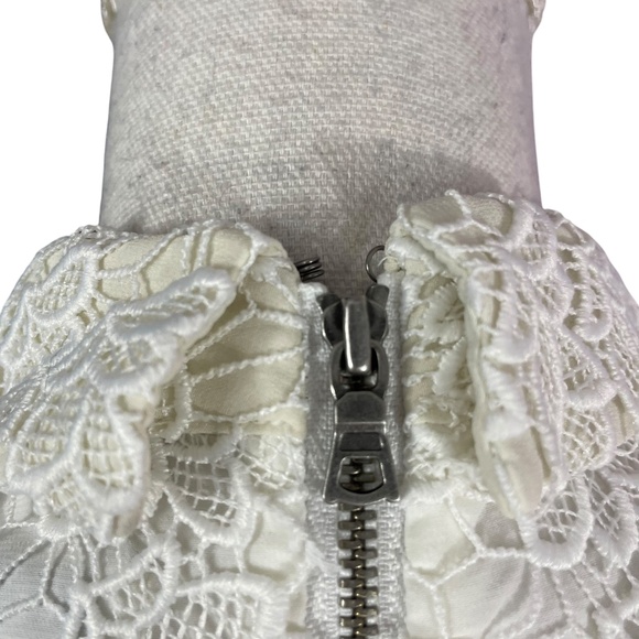 Alice + Olivia Irene Lace Dress XS Silk White Floral Guipure Collared Sleeveless - Picture 11 of 11